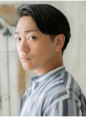 七三分けオールバック黒髪モテセミウェットスタイルW草加