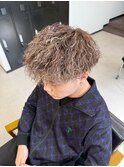 メンズカット/ツイストパーマ/ハイトーン/ホワイトメッシュ