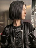 ぷつっと切りっぱなし大人ボブ 前髪なし 似合わせカット