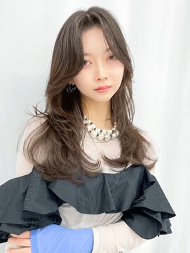 アルバム 銀座(ALBUM GINZA) 韓国ヘアオリーブベージュグレージュ顔周りレイヤー_F50022