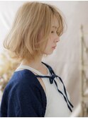 ブリーチオンカラー金髪ニュアンスパーマボブディA0志木20代30代