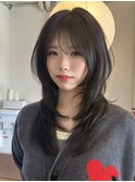 韓国風/レイヤー/前髪カット/オリーブ/透明感/ハッシュカット