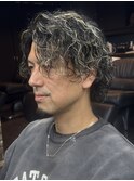 メンズパーマ　ホワイトメッシュ　メンズメッシュ