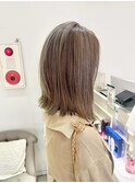 ミルクティーブロンド/切りっぱなしボブ/髪質改善/丸顔