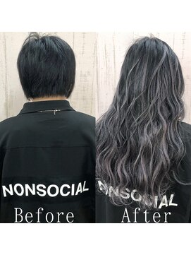 ブラックパープル シールエクステ アッシュブラック 韓国 札幌 L あるじゃんすー 札幌店のヘアカタログ ホットペッパービューティー