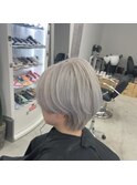【三国・MEMENTO】　前下がり　シルバー　グレージュ