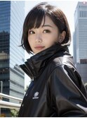 20代30代40代小顔ひし形デジタルパーマ前下がりショートボブ