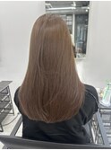 韓国顔まわりレイヤーカットグレージュオリーブベージュブラウン