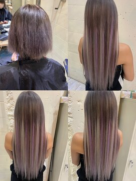 6Dエクステ 板橋店 グレーと淡いパープルのポイントカラー