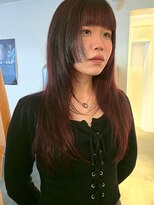 マカロニコースト(macaroni coast)&nbsp;ワインレッド ロングヘア 姫カット レイヤーカット