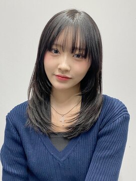 エトラ 渋谷店(etora) 前髪 ワンホンレイヤー ダークブルー レイヤーカット"