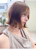 ミルクティーベージュダブルカラーハイライトバレイヤージュ