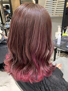 トルネード(TORNADO) 鬼滅カラー竈門炭治郎風赤髪インナーカラーレッドグラデーション