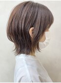 ナチュラルウルフ／外ハネ/ラベンダーカラー/くびれヘア担当岩崎