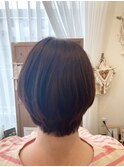 オレンジ系カラーで楽ちんボブ