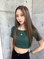 ロンドメリア 天神大名店(Lond Melia)&nbsp;★グレージュカラー斜めバングデザインカラーシルキー ベージュ