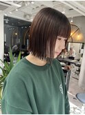 ぱっつんボブミニボブブラウンカラー　大宮