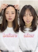 ★小顔前髪レイヤーカットナチュラル透明感ベージュ