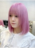 ウルフレイヤーボブ長めボブ切りっぱなしボブ20代30代ハイトーン