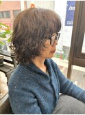 ウルフパーマ×ベージュブラウンカラー