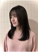 オリーブカラー/顔まわりレイヤー/ミディアムレイヤー