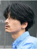 センターパートニュアンスフェザーパーマフェザーショートメンズ