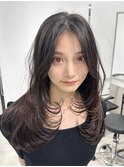 ミディアムレイヤー/大阪/梅田/茶屋町/前髪なし/韓国/艶髪