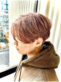 ピンクベージュ&センターパート