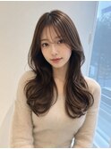 柔らかブラウン/透明感カラー/韓国/ウェーブ巻き