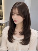 軽すぎないレイヤーカット/おくれ毛/ミルクティーブラウン