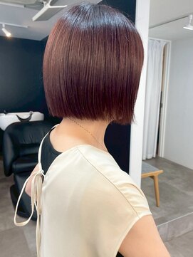 ミュラ(mulah) ピンクブラウン暖色カラー*ぱつっとボブ透明感カラー/明大前