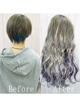 あるじゃんすー 神戸三宮店 グレージュ×ラベンダー#シールエクステ#イメチェン#神戸