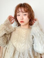 ボブ/ベージュ/パーマ/オン眉/前髪パーマ/渋谷