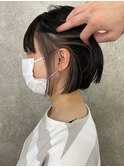 デザインカラー黒髪インナーカラーベージュフェイスフレーミング