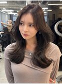 韓国ヘア 2wayバング 顔まわりカットNo.1 レイヤー グレージュ