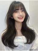 韓国風レイヤー　髪質改善　透ける暗髪