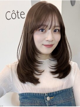 コート 表参道(Cote) グレージュカラーレイヤースタイルワンカール203040代似合わせ