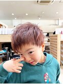 キッズレッドブラウンヘアカラーツーブロックショート