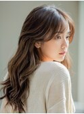 横浜西口ミディアムレイヤーワンカラーカーキグレージュカラー