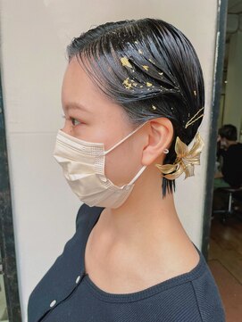 ヘアー アイス カンナ(HAIR ICI Canna) 成人式ヘア/ショートアレンジ/金箔/二次会ヘア【ノグチ】