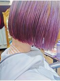 切りっぱなしボブにパープル