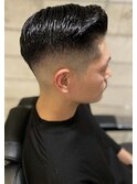 七三分けサイドグラデーションスキンフェードカットサイドパート