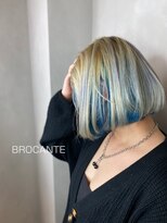 ブロカント ラックスビー 立川北口店(BROCANTE LUXBE) 前髪なしショート ケアブリーチング  インナー ブルー