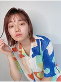 外ハネストレートボブ×タンジェリンオレンジ