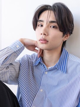 イオ 本厚木(io) ニュアンスパーマセンターパートウルフハイライトメンズカット