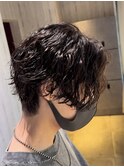 韓国風センターパートダウンパーマ緩めスパイラルパーマ