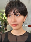 前髪なし透明感夏カラー秋カラーベリーショートボブ小顔カット