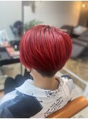 レッド　刈り上げショートhair☆