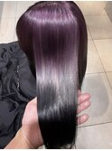 グラデーション　エンドカラー　ブリーチ　パープル　ピンク