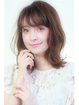 ラフヘアーアンドライフ 所沢東口店(LAF Hair&Life)&nbsp;2wayバング 韓国前髪 シースルー ミディアム くびれヘア　顔周り
